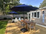 Brand new deck with two tilting large umbrellas